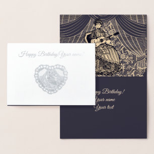 Carte Dorée Dame avec guitare