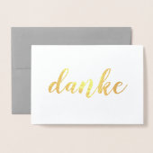 Carte Dorée Danke Merci allemand élégant script de brosse (Devant avec enveloppe)