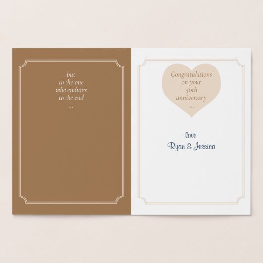 Carte dorée d'anniversaire d'or (Intérieur)