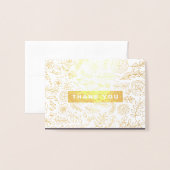 Carte Dorée Dark Mocha Gold Floral Merci Mariage (Devant avec enveloppe)