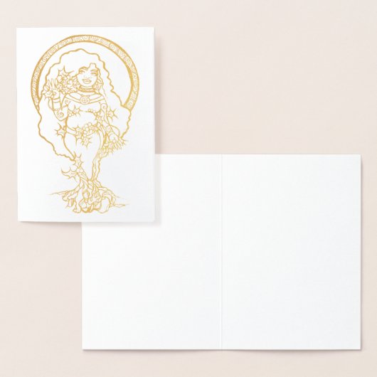 Carte Dorée Déesse Pagan Yule (Affichage)
