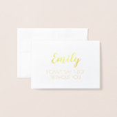 Carte Dorée Demande Demoiselle d'Honneur Or / Argent Feuille (Devant avec enveloppe)