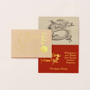 Carte Dorée Dessin Dragon original Lunar 2024 Luxury FGC