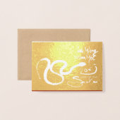 Carte Dorée Dessin original Snake Lunar 2025 Luxe FGC Foil (Devant avec enveloppe)