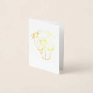 Carte Dorée dessin pitbull simple amoureux des chiens noir bla