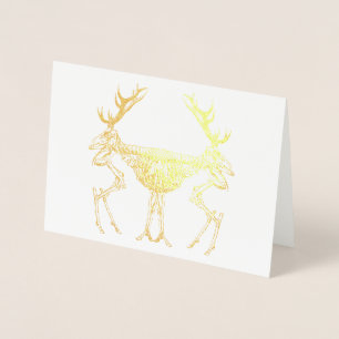 Carte Dorée Dessin vintage éffrayant de squelette