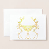 Carte Dorée Dessin vintage éffrayant de squelette (Devant avec enveloppe)