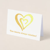 Carte Dorée Deux coeurs ensemble Saint Valentin (Devant)