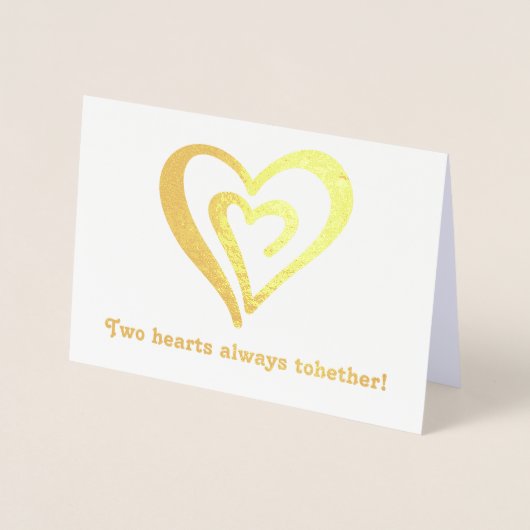 Carte Dorée Deux coeurs ensemble Saint Valentin (Devant)