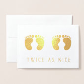 Carte Dorée Deux fois comme Nice Twins New baby Gold (Devant avec enveloppe)