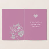 Carte Dorée Diamants Rose Glam Floral Rose Anniversaire (Intérieur)