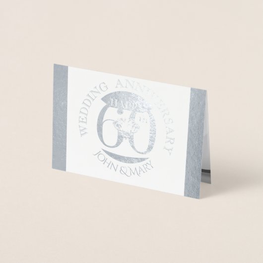 Carte Dorée Diamond 60e anniversaire de Mariage Salutation Con (Devant)