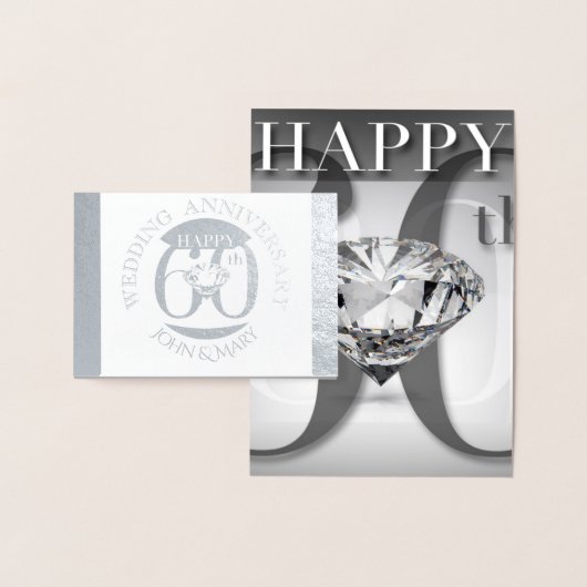 Carte Dorée Diamond 60e anniversaire de Mariage Salutation Con (Affichage)