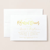 Carte Dorée Dîner De Répétition Élégant, Or (Devant avec enveloppe)