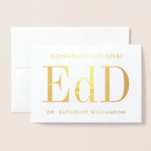 Carte Dorée Diplôme D'Études De L'EdD Personnalisé (Devant avec enveloppe)