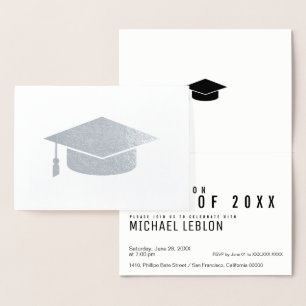 Carte Dorée diplômé moderne, rayé et élégant. argent de