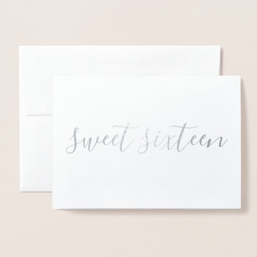 Carte Dorée Douze ans sucrés calligraphie simple Argent (Devant avec enveloppe)