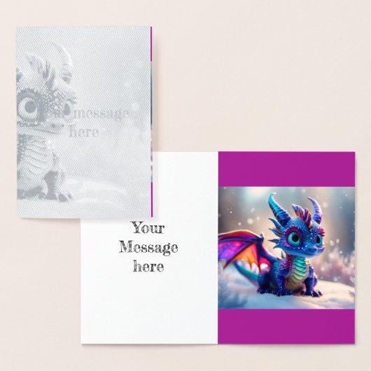 Carte Dorée Dragon dans la neige. (Affichage)