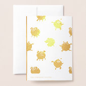 Carte Dorée Drôle 2 Cartoon Cochon Année Zodiaque Anniversaire (Derrière avec enveloppe)