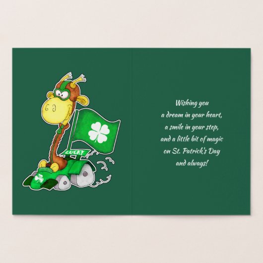 Carte Dorée Drôle Giraffe St.Patrick's Day (Intérieur)