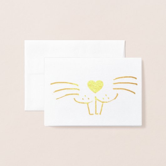 Carte Dorée Drôle mignon lapin de Pâques dessin animé (Devant avec enveloppe)