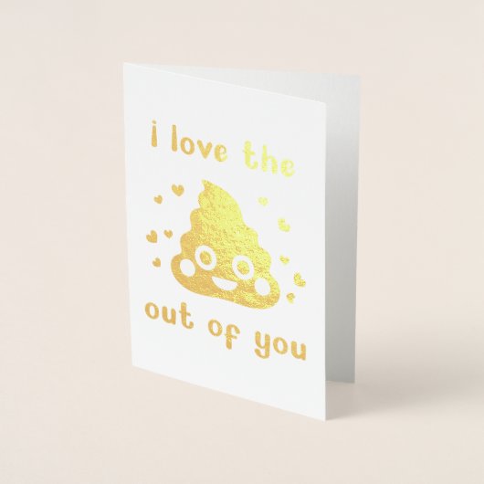 Carte Dorée Drôle Naughty Poop Valentine's Day Love You (Devant)
