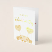 Carte Dorée Drôle Valentine's Day Chien mignon Coeur Headband (Devant)