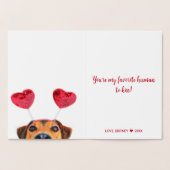 Carte Dorée Drôle Valentine's Day Chien mignon Coeur Headband (Intérieur)