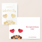 Carte Dorée Drôle Valentine's Day Chien mignon Coeur Headband (Affichage)