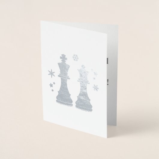 Carte Dorée Échecs Roi et Reine à Noël. (Devant)