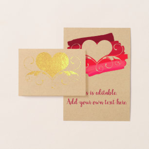 Carte Dorée Éclairage cardiaque Coupe Coeur Ombre Rose
