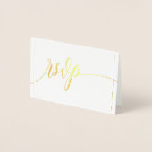 Carte Dorée Écriture calligraphique blanche et or RSVP (Devant)
