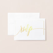 Carte Dorée Écriture calligraphique blanche et or RSVP (Devant avec enveloppe)