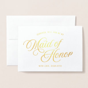 Carte Dorée Écriture Élégante Seras-tu ma Demoiselle d'Honneur
