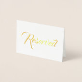 Carte Dorée Ecriture or Réservé élégant Mariage Table place (Devant)