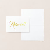 Carte Dorée Ecriture or Réservé élégant Mariage Table place (Affichage)