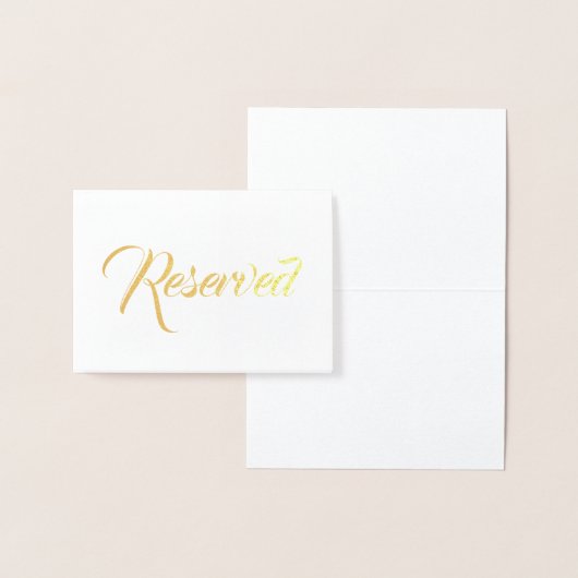 Carte Dorée Ecriture or Réservé élégant Mariage Table place (Affichage)