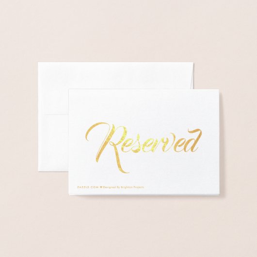 Carte Dorée Ecriture or Réservé élégant Mariage Table place (Derrière avec enveloppe)