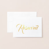 Carte Dorée Ecriture or Réservé élégant Mariage Table place (Devant avec enveloppe)