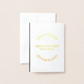 Carte Dorée Écriture personnalisée feuille d'or design élégant (Derrière avec enveloppe)