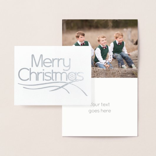 Carte Dorée Écriture stylisée de Noël flocon de neige photo ar (Affichage)