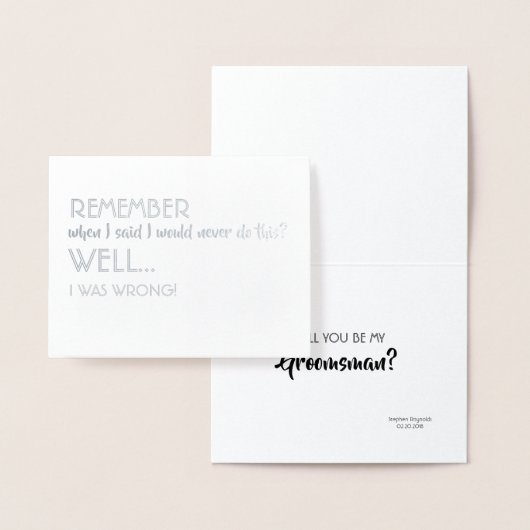 Carte Dorée Eh Bien, J'Avais Tort - Drôle Groomsman Propositio (Affichage)