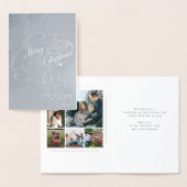 Carte Dorée Élégant 6 photos de famille Joyeux script de Noël (Affichage)