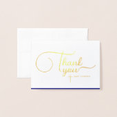 Carte Dorée Élégant Angel Bleu Baptême Baptême Gratitude Typo (Devant avec enveloppe)