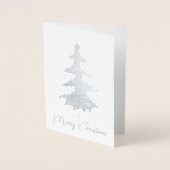 Carte Dorée Elégant Arbre de Noël Argent Photo Real (Devant)