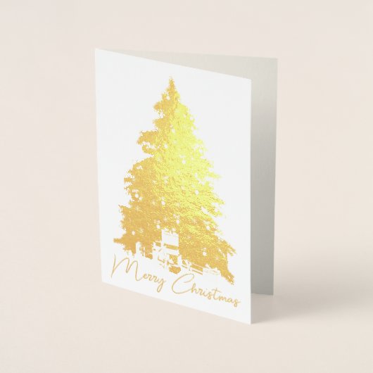 Carte Dorée Elégant Arbre de Noël Or & Cadeaux Photo Real (Devant)