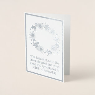 Carte Dorée Élégant Argent Floral Wreath Religion Blank
