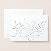 Carte Dorée Élégant avec Gratitude script merci Foil Card (Devant avec enveloppe)