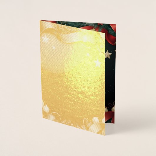 Carte Dorée Elegant Christmas Frame Background with Gold Stars (Devant)