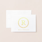 Carte Dorée Élégant Design moderne Rustique Wreath Monogramme  (Devant avec enveloppe)